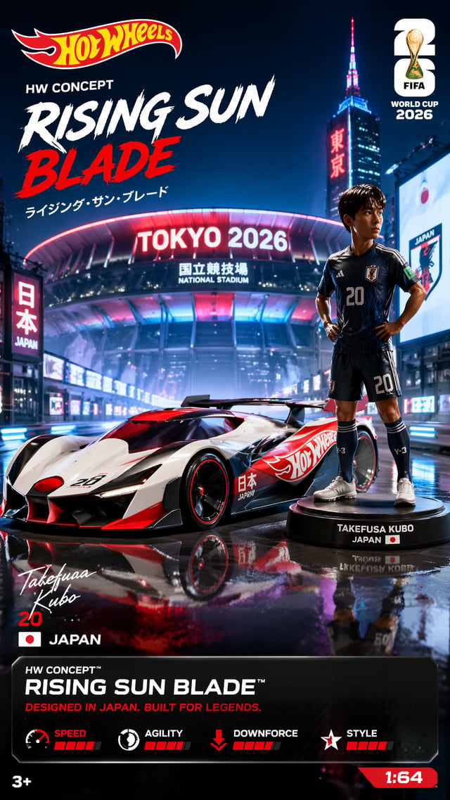 Japan — Takefusa Kubo — HW Concept Rising Sun Blade “9:16 vertical poster of Hot Wheels Concept car 
