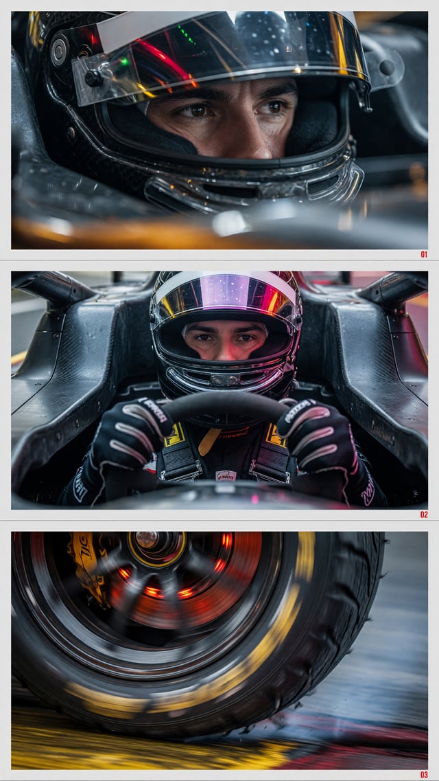 Create a cohesive 3-panel editorial layout, stacked horizontally (top, middle, bottom panels).All pa