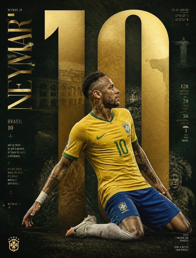 Create an award-winning Behance sports poster featuring Neymar Jr. designed by a top-tier creative a