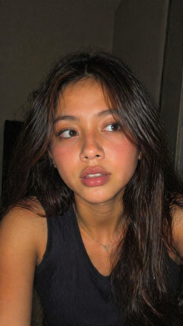 use the midde photo. (the one where shes looking away) enlarge that. make her younger, like 13. make
