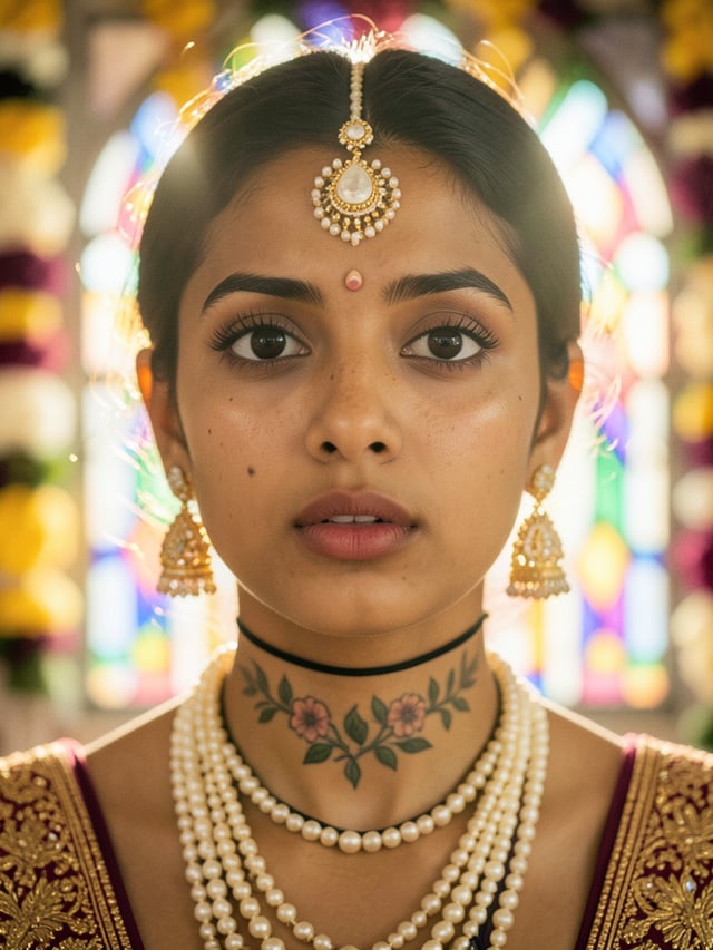 A striking portrait of a young woman in her 20s captured in a soft-focus, ethereal gaze, her face il
