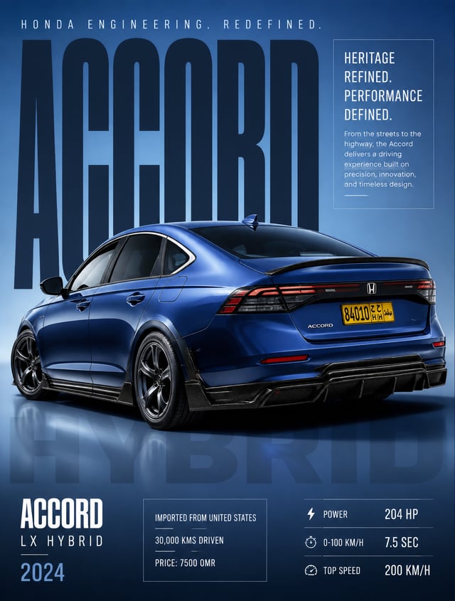 Honda Accord 2024, Fast and Furious inspired aesthetic, premium automotive editorial poster.