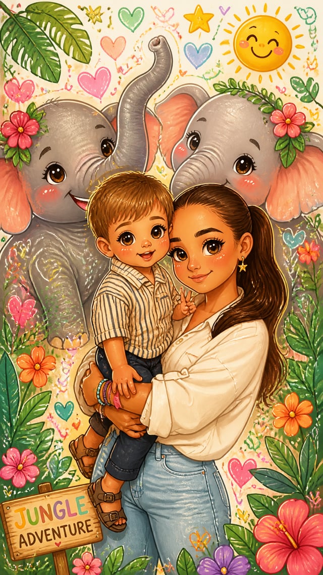 Transform the uploaded photo into a whimsical children's storybook illustration in a cute kawaii car