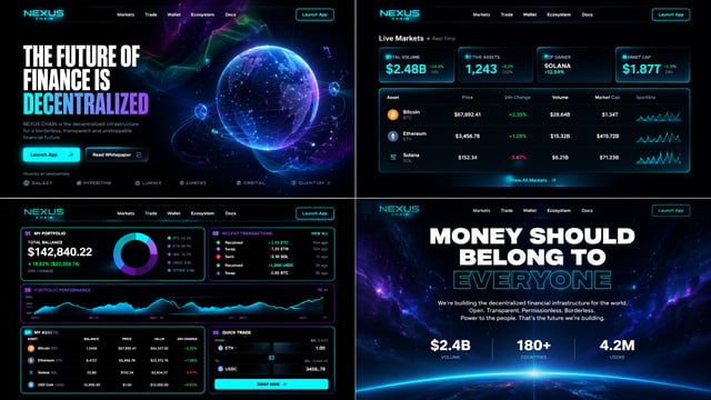 PROMPT:Create 4 visually stunning and coherent website mockup images in 16:9 horizontal format for a