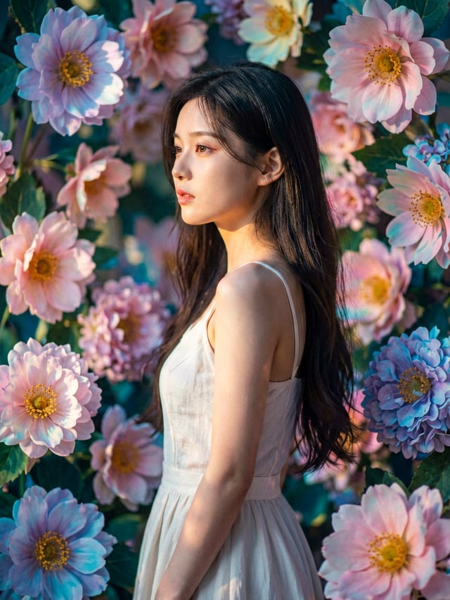 1girl, cute_face, beautiful_eyes, soft_lips, solo, focus_face, cinematic lighting, fantasy lighting,