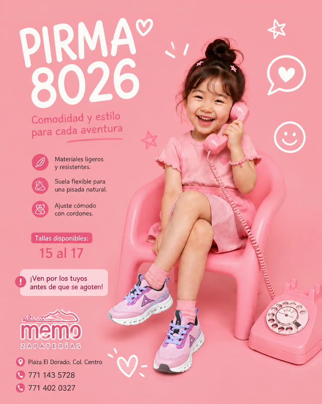 MEIGEN AI – PROMOCIONAL INFANTIL | ZAPATERÍAS MEMOREFERENCIASHe adjuntado dos imágenes:Imagen de ref