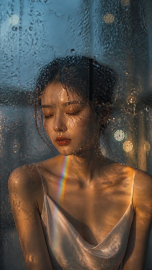 masterpiece, best quality, cinematic film photography, heavy film grain, soft golden rim light, shal