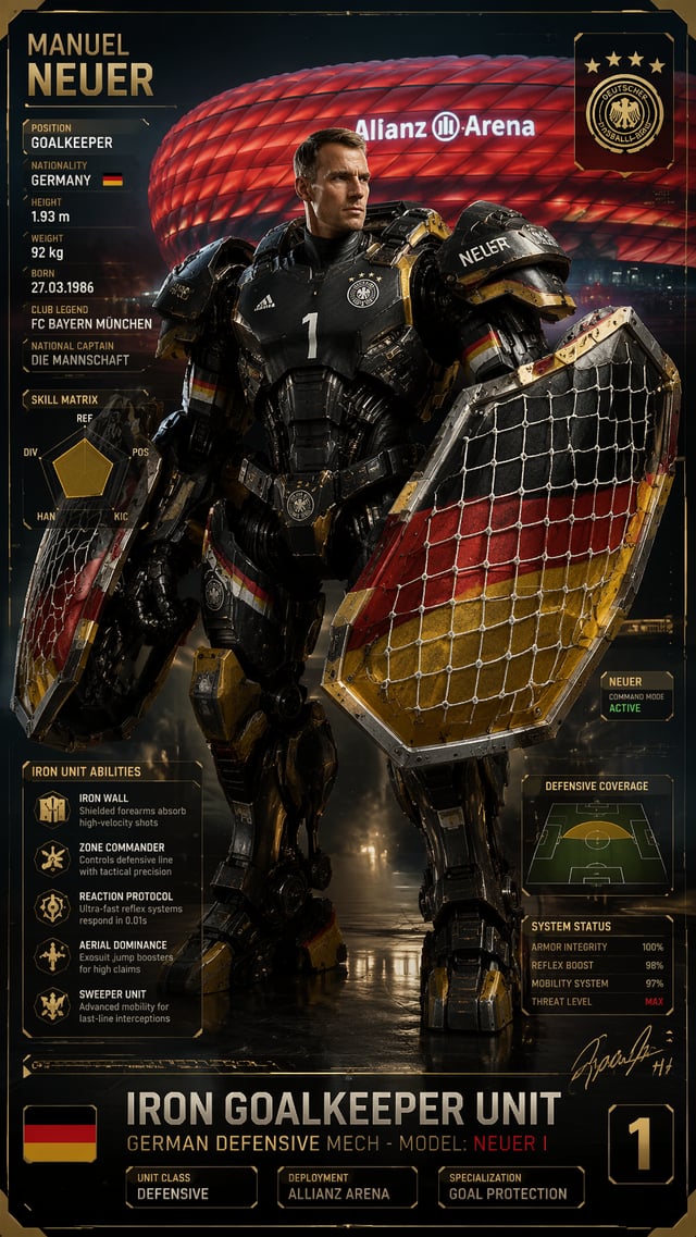 Germany — Manuel Neuer — Iron Goalkeeper Unit “9:16 character card of ‘Iron Goalkeeper Unit’, defens