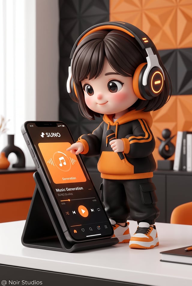 Create a really cute image of a 3D rendered chibi character with cute features, he/she is wearing ov