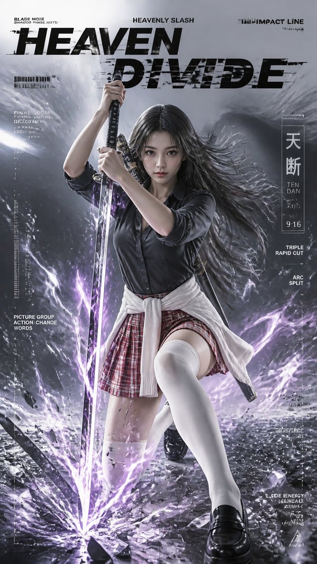 the character in reference image 1 A female swordsman, with cool and beautiful facial features while