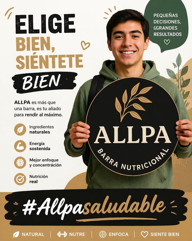 hasme un cartel para que un estudiante lo agarre con el #Allpasaludable