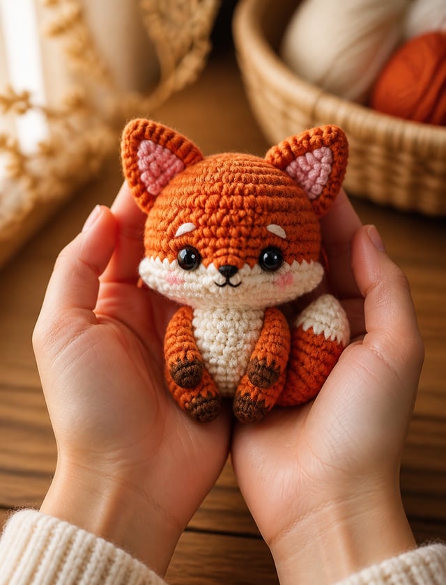 A close-up, professionally composed photograph showcasing a hand-crocheted amigurumi yarn doll gentl