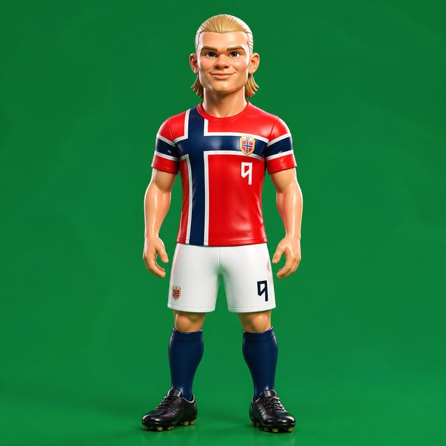 Create an illustration of Erling Braut Haaland (Norway national football team) and render it in the 