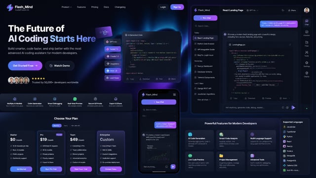 Project Name "Flash_Mind"CodeFusion AIObjectiveBuild a production-ready AI-powered coding assistant 