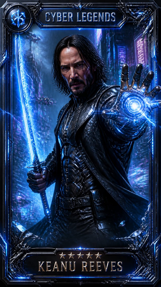 Ultra-detailed premium legendary trading card, luxury collector edition, futuristic cyberpunk theme,