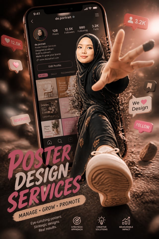 Generate a vertical 2:3 cinematic visual poster with the theme of "Social media interface materializ