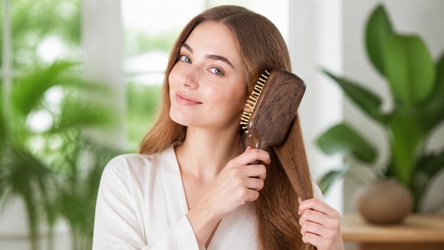 create image that model useing this product should be same 100% use one hair brush image use Europea