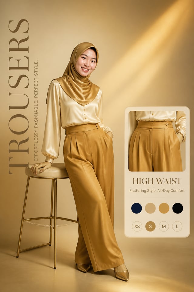 Luxury fashion advertisement poster, ultra-premium editorial style (Gucci aesthetic), soft warm gold