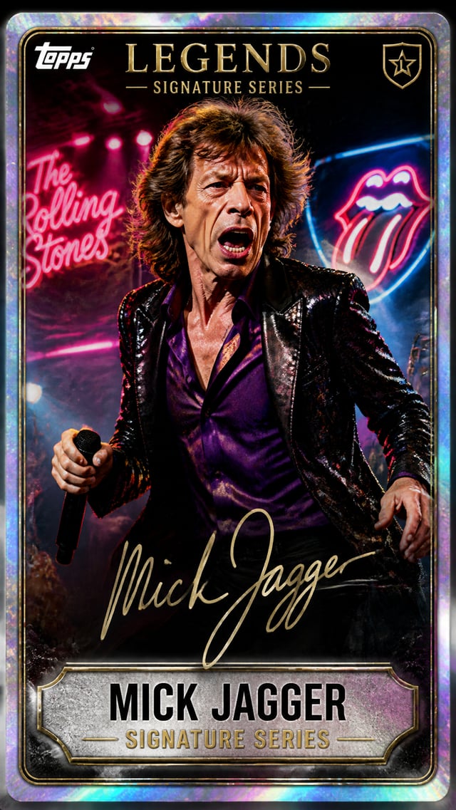 Mick Jagger Создайте премиальную карточку Topps Legends: Signature Series с энергичным портретом [Mi