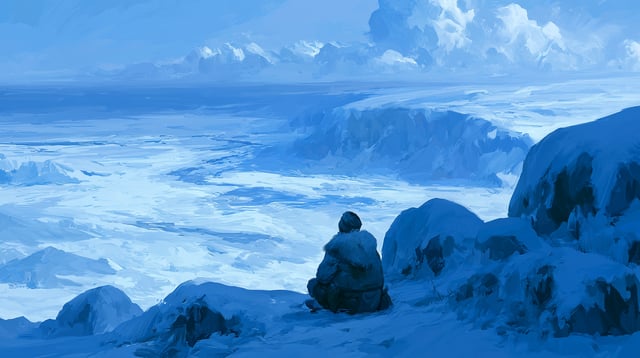 A winter full of regret: An art piece depicting the feeling of regret in a winter setting, with a fo