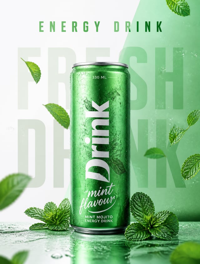 Ultra-realistic premium commercial product advertisement featuring a sleek, matte metallic Mint Moji
