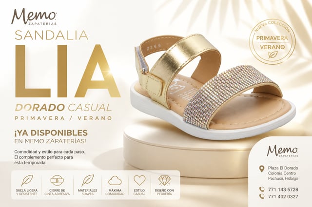 # MEIGEN AI – PREMIUM SOCIAL MEDIA CAMPAIGN## MEMO ZAPATERÍAS | SANDALIA NIÑA LIA DORADO CASUAL### A