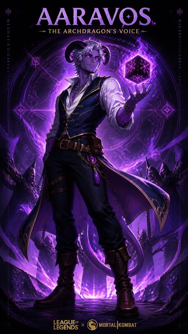 9:16 vertical character poster, Mortal Kombat ferocity blended with League of Legends’ high-fantasy 