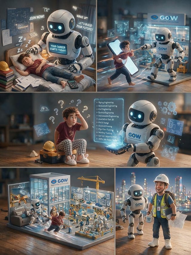 @Create image # Ultra-Realistic Miniature Surreal Engineering Career Journey – GOW Engineering AI Im