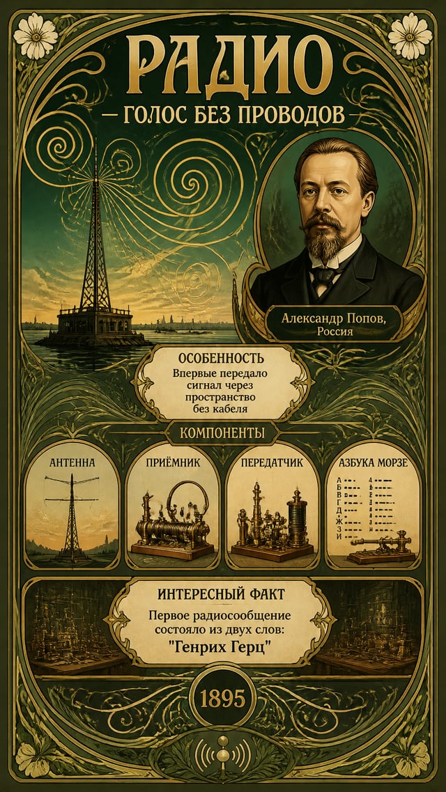 Радио (Александр Попов/Гульельмо Маркони, 1895) — стиль ар-нуво