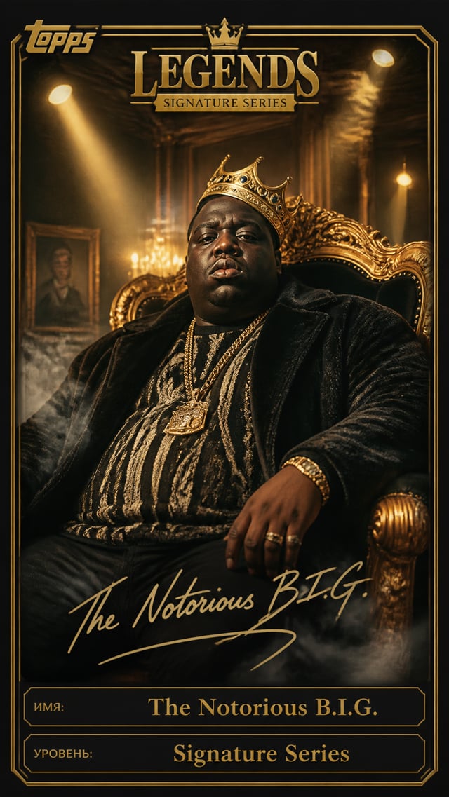 The Notorious B.I.G. Создайте премиальную карточку Topps Legends: Signature Series с полноформатным 