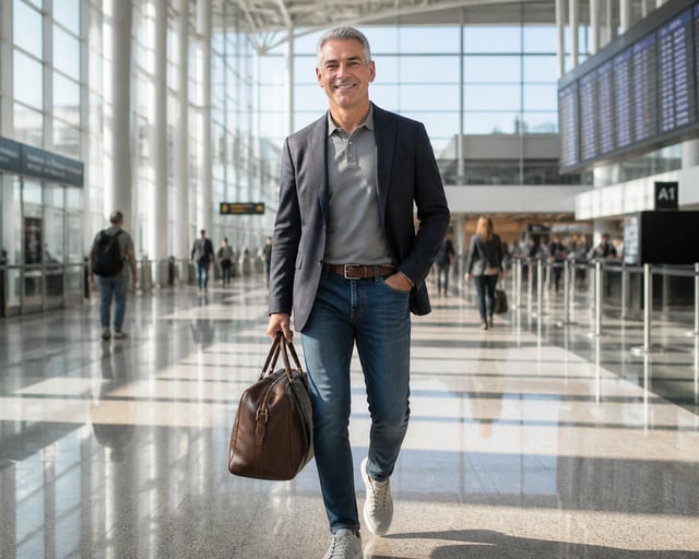 Prestigious International AirportCreate a hyper-realistic image of [the character in reference image