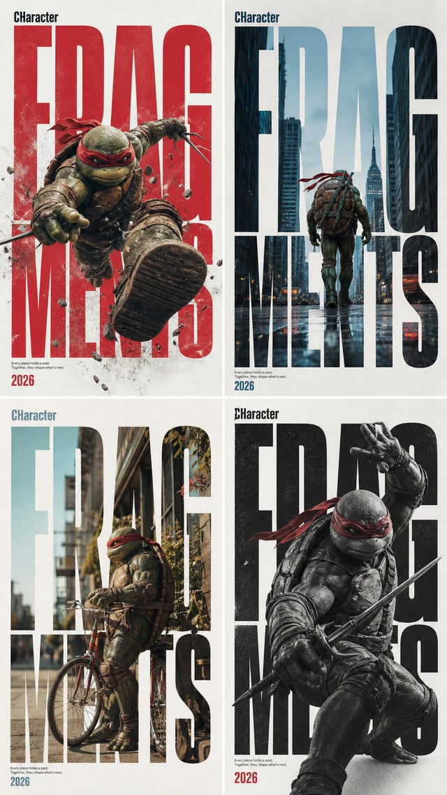 Create a 9:16 editorial typography poster from a single Ninja character-centered lifestyle moment.