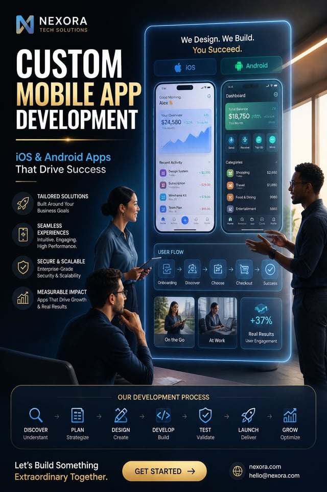 Create a dynamic, premium modern advertisement in 2:3 vertical aspect ratio with a vibrant tech-life