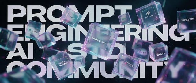 Create an ultra-premium editorial technology poster for the AI community "AI Prompt Studio".Design s
