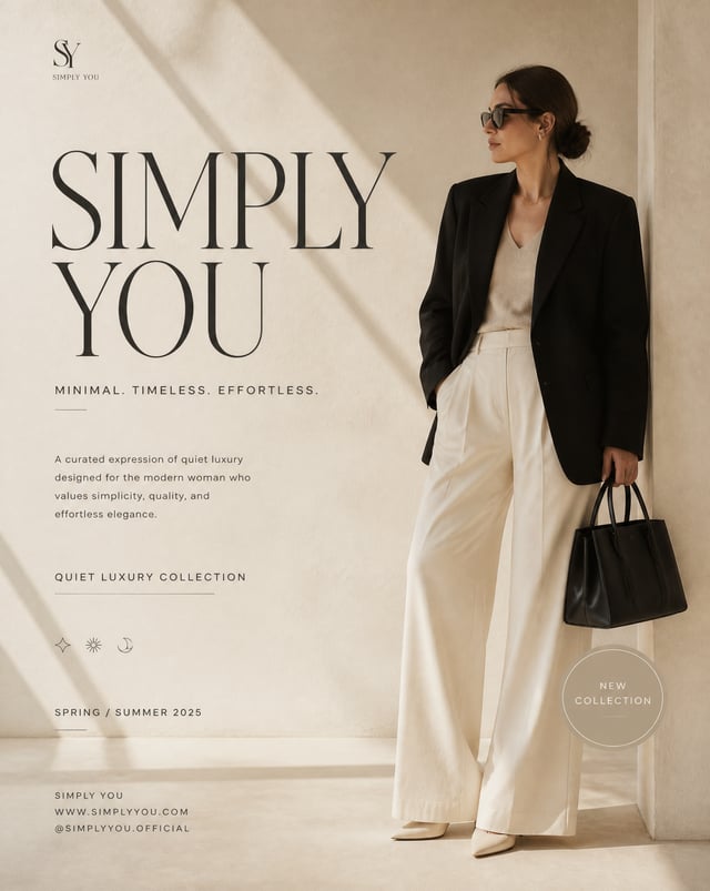 Create an elegant, premium editorial fashion poster inspired by luxury magazine covers from Vogue, T