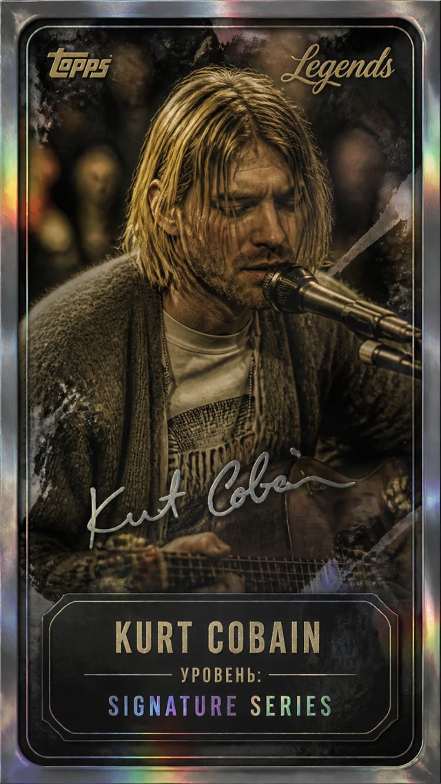 Kurt Cobain Создайте премиальную карточку Topps Legends: Signature Series с грув‑гранж портретом [Ku