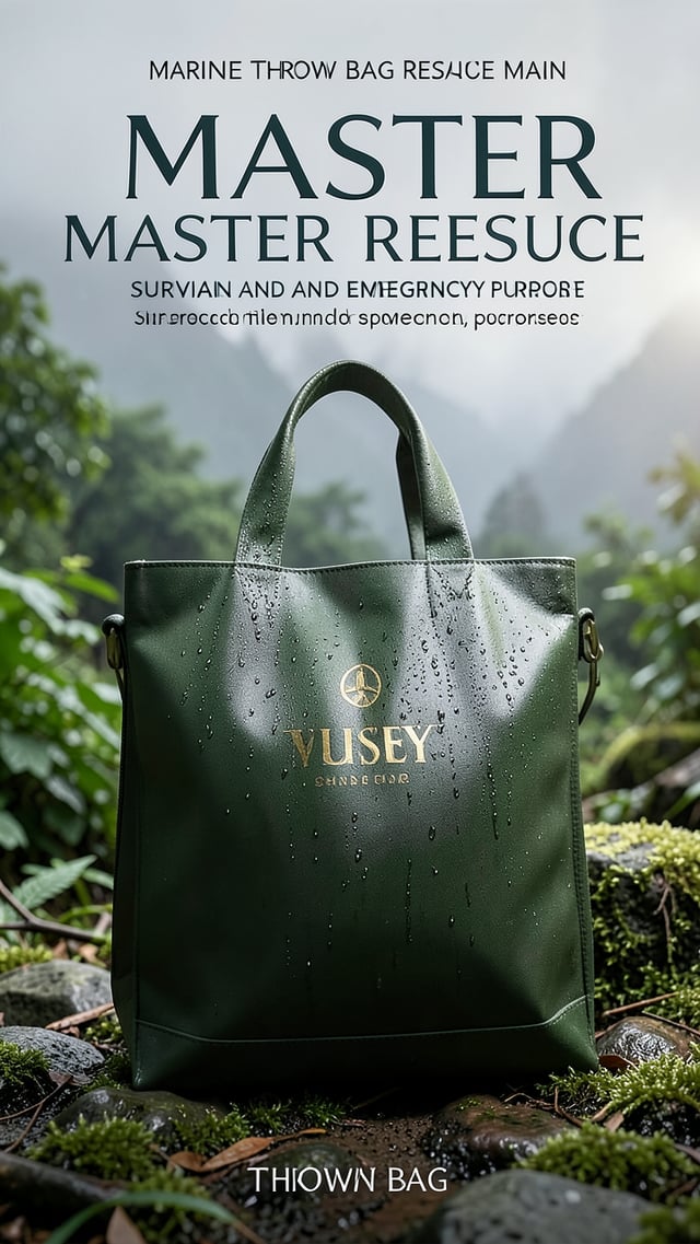 Create a outdoor Throw Bag advertising poster for a outdoor used. Design it as a polished commercial