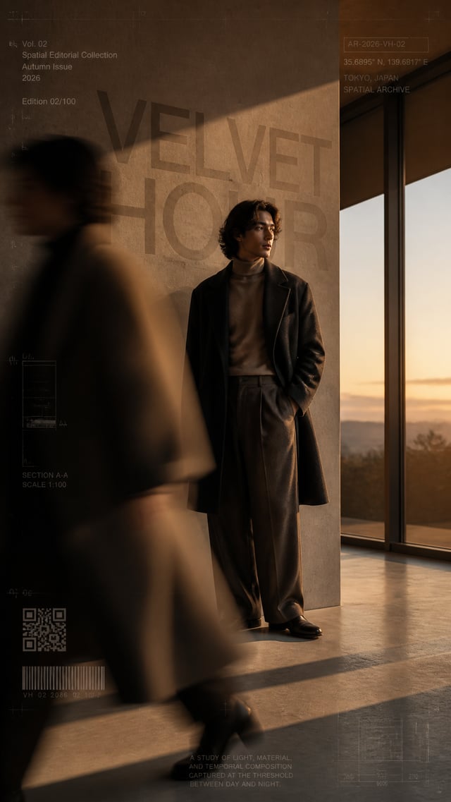 Create a 9:16 ultra-luxury editorial fashion poster titled "VELVET HOUR", photographed as if for an 