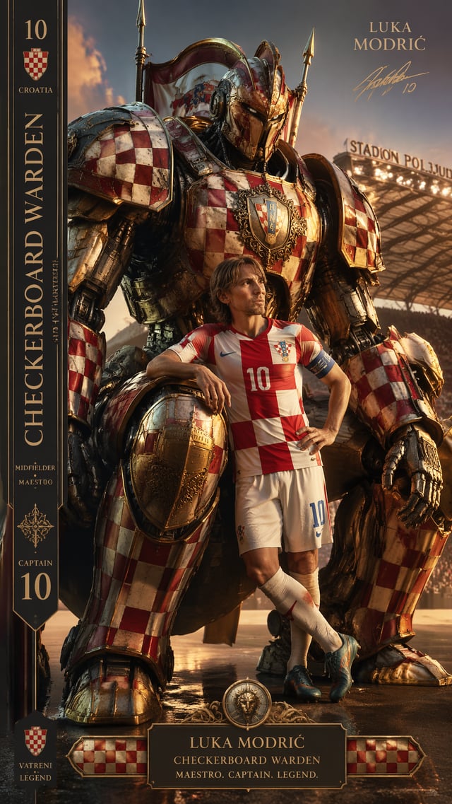 Croatia — Luka Modrić — Checkerboard Warden “9:16 character card of ‘Checkerboard Warden’, artful me