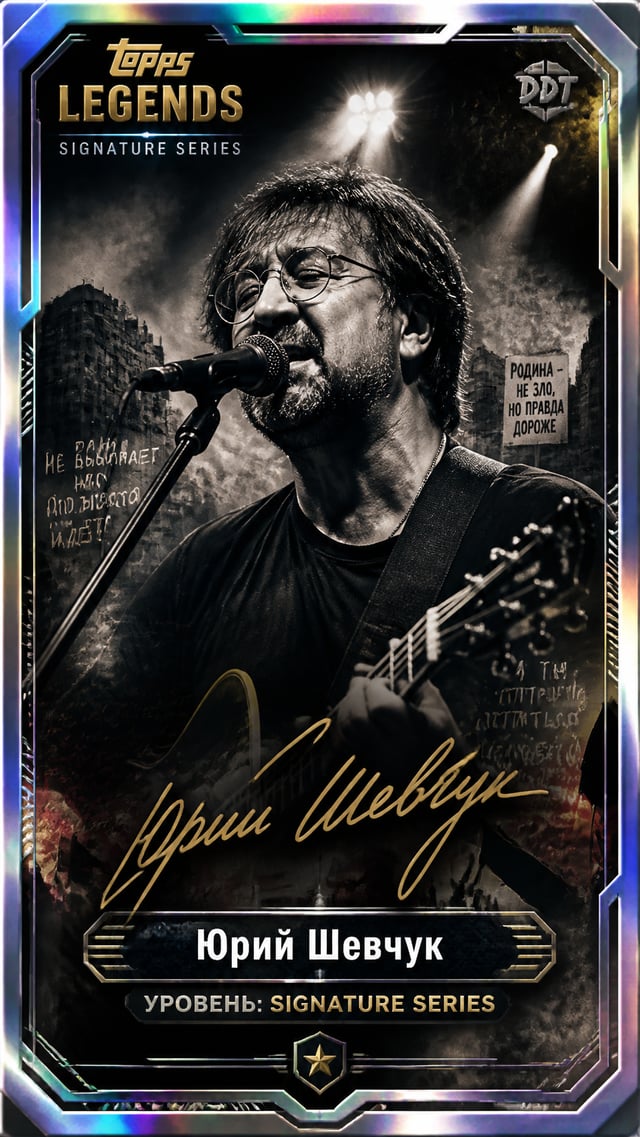 Юрий Шевчук / ДДТ Создайте премиальную карточку Topps Legends: Signature Series с драматичным портре