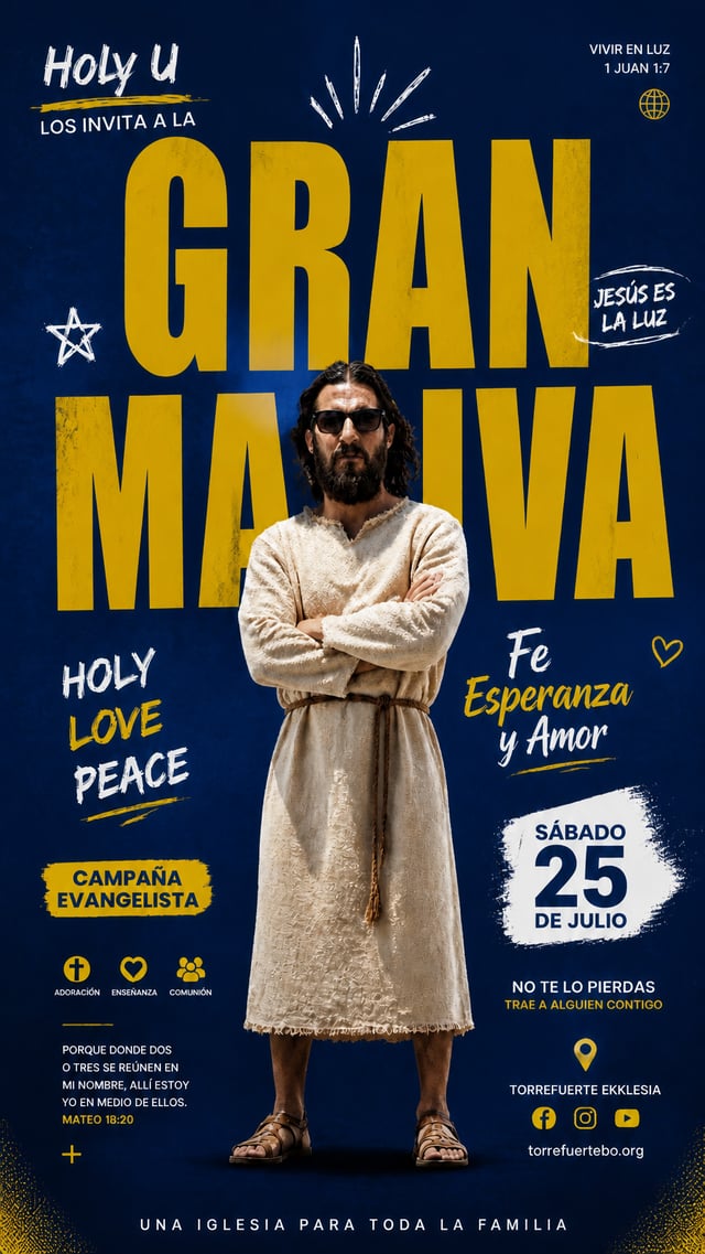 Todo perfecto excepto que los que organizan somos, pon "Holy U los invita a la" es una campaña evang