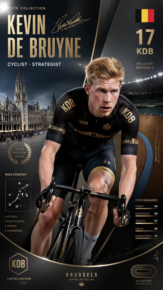 Kevin De Bruyne — Велогонщик‑стратег «Элитная коллекционная карточка 9:16, Kevin De Bruyne на шоссей