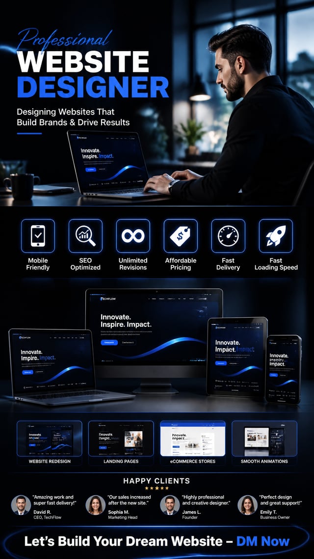 Create a luxury 30-second vertical Instagram reel introducing a professional freelance website desig