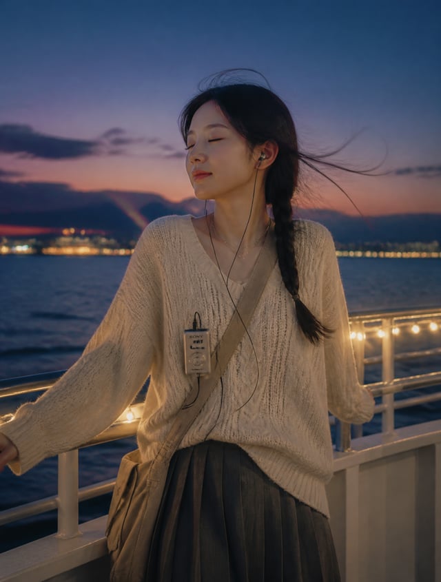 A soft, realistic 9:16 portrait carrying the wistful, painterly calm of a Ghibli dusk scene by the s