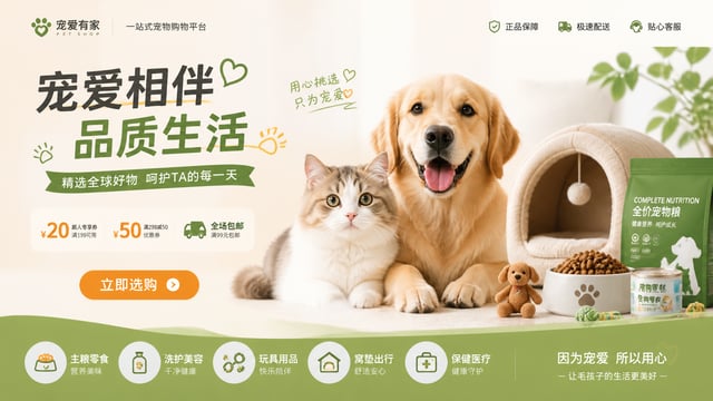设计一张宠物电商平台的banner图