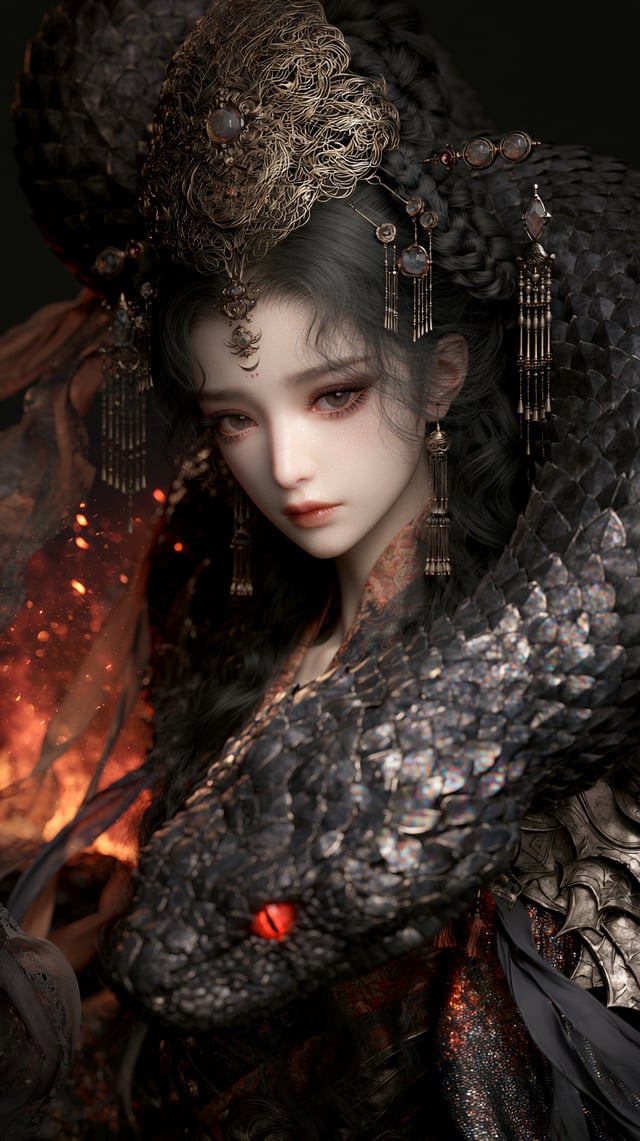 中国顶级网红脸样貌和妆容，精致小巧的脸型，高级大眼眼影睫毛妆容，白皙通透的肌肤，带有真实皮肤纹理与自然光泽，五官极其精巧上镜，鼻梁高挺而秀气，唇色柔润，整体面容接近真人摄影级东方美女，既精致又真实，漂