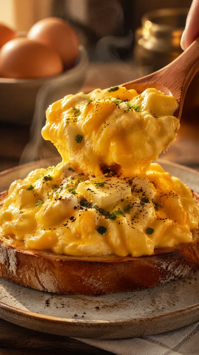 9:16 Cinematic AI Video Prompt – "The Softest Scrambled Eggs"Prompt:A vertical 9:16 ultra-realistic 