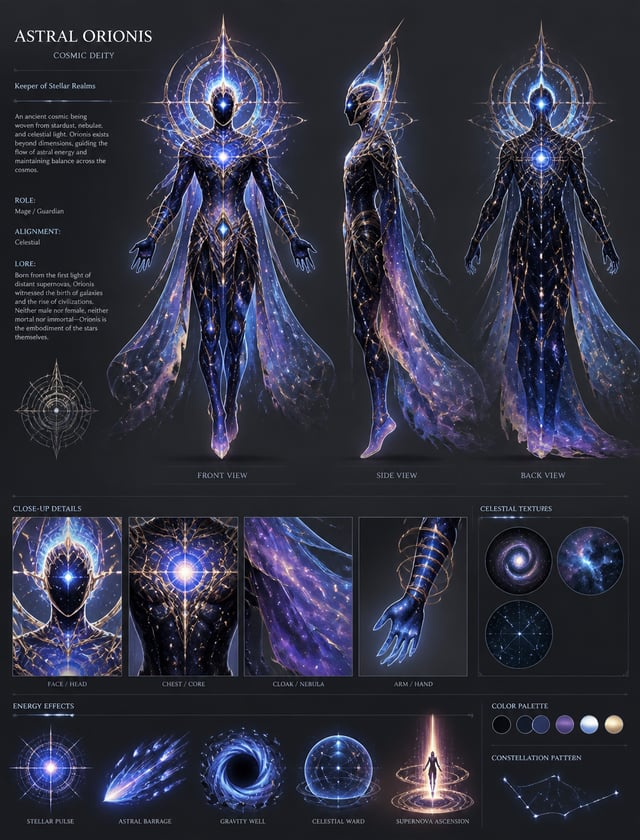 Cosmic Astral DeityCreate a detailed character sheet of a Cosmic Astral Deity for a sci-fi fantasy M
