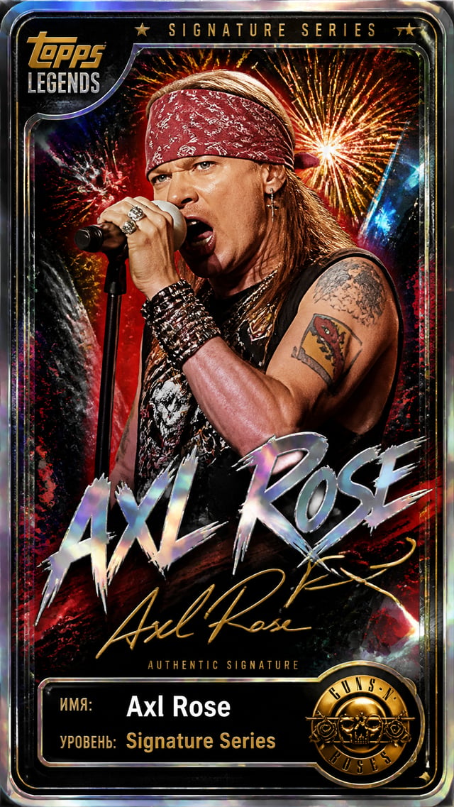 Axl Rose Создайте премиальную карточку Topps Legends: Signature Series с дерзким портретом [Axl Rose