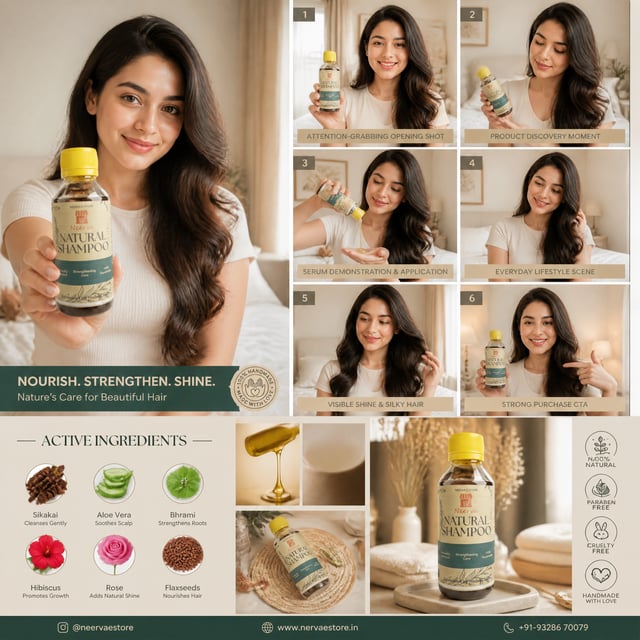 Luxury skincare UGC campaign mood board, designed around the same young woman as the reference image